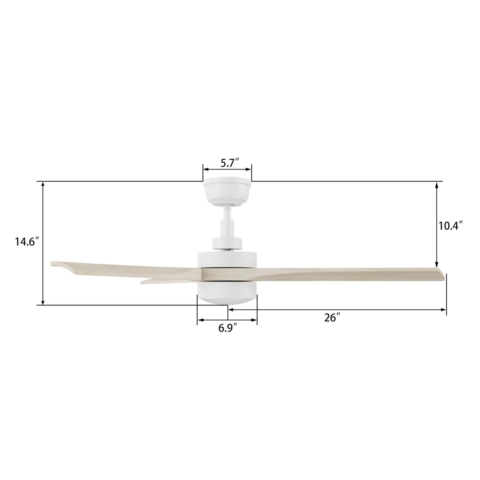 Carro Westbury 52in 3-Blade Ceiling Fan | White Solid Wood Blades | Living Room & Bedroom | 52 x 52 x 14.6 in | Model CFR523M-L11-WM1-1