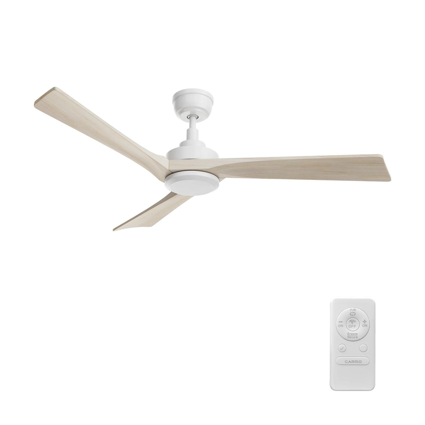 Carro Westbury 52in 3-Blade Ceiling Fan | White Solid Wood Blades | Living Room & Bedroom | 52 x 52 x 12.8 in | Model CFR523M-N10-WM1-1