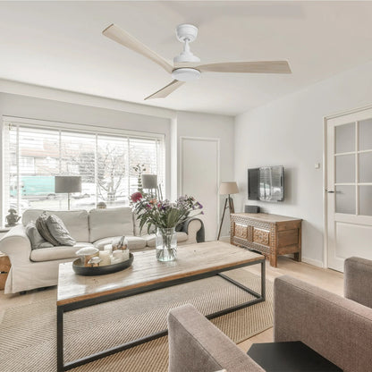 Carro Westbury 52in 3-Blade Ceiling Fan | White Solid Wood Blades | Living Room & Bedroom | 52 x 52 x 12.8 in | Model CFR523M-N10-WM1-1