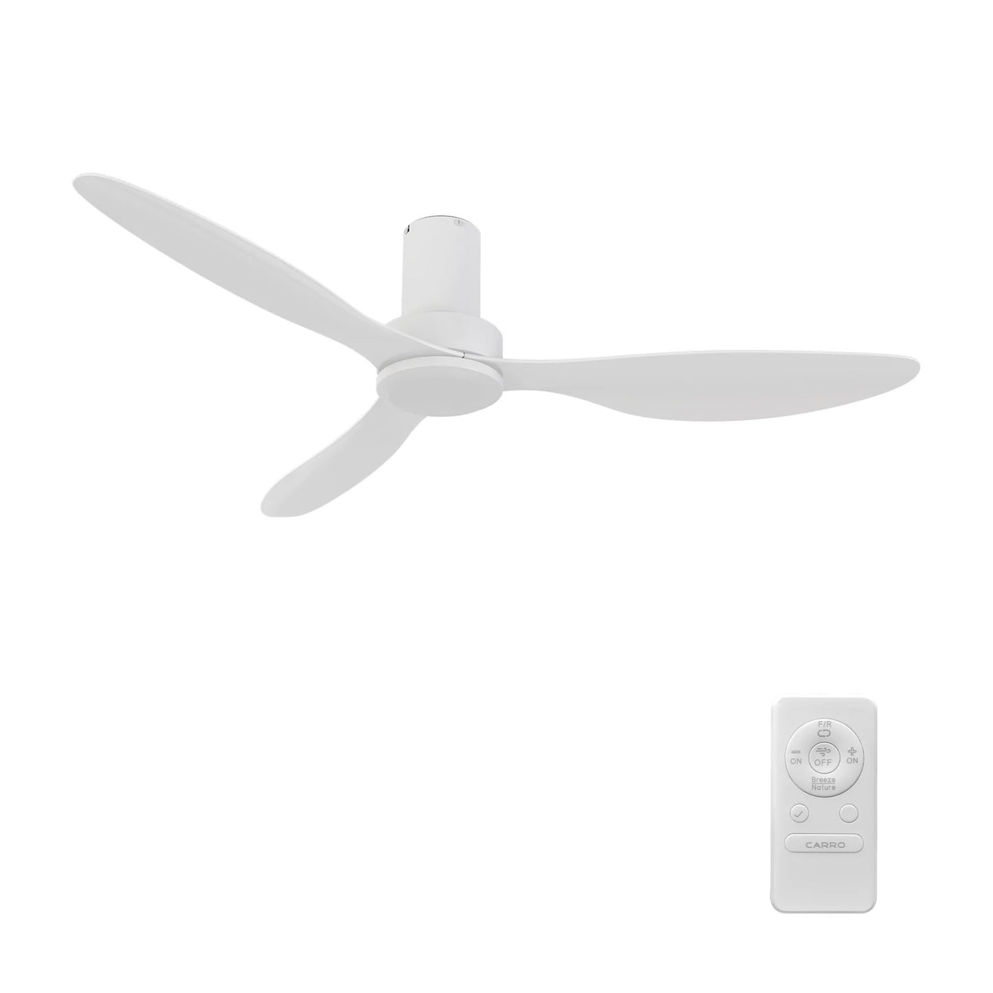 Carro Isola 52in 3-Blade Ceiling Fan | White Plywood Blades and White Finish | Living Room & Bedroom | 52 x 52 x 10 in | Model CFR523N4-N10-W1-1-FM