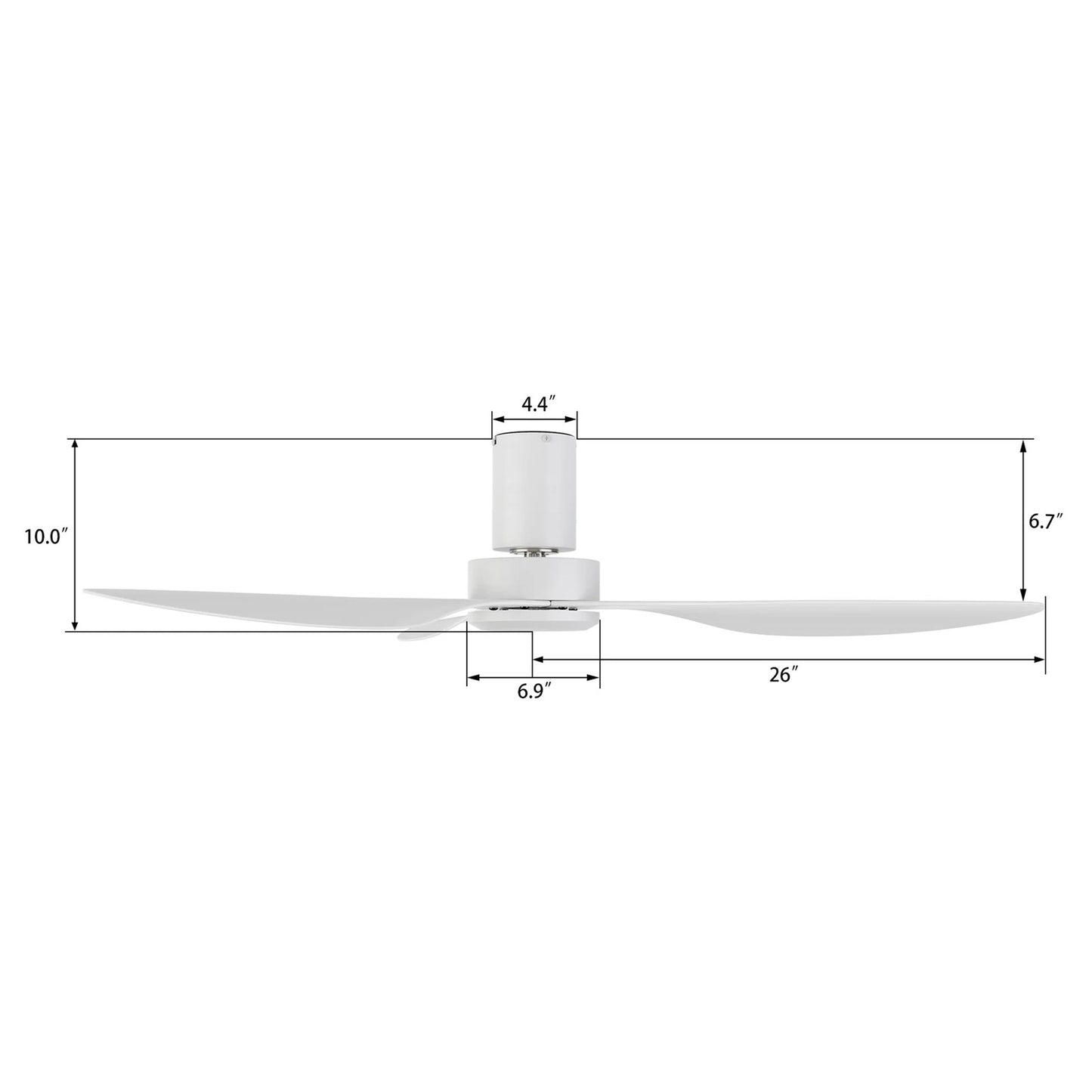 Carro Isola 52in 3-Blade Ceiling Fan | White Plywood Blades and White Finish | Living Room & Bedroom | 52 x 52 x 10 in | Model CFR523N4-N10-W1-1-FM
