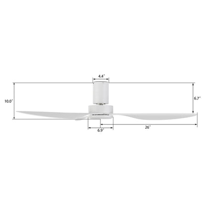 Carro Isola 52in 3-Blade Ceiling Fan | White Plywood Blades and White Finish | Living Room & Bedroom | 52 x 52 x 10 in | Model CFR523N4-N10-W1-1-FM