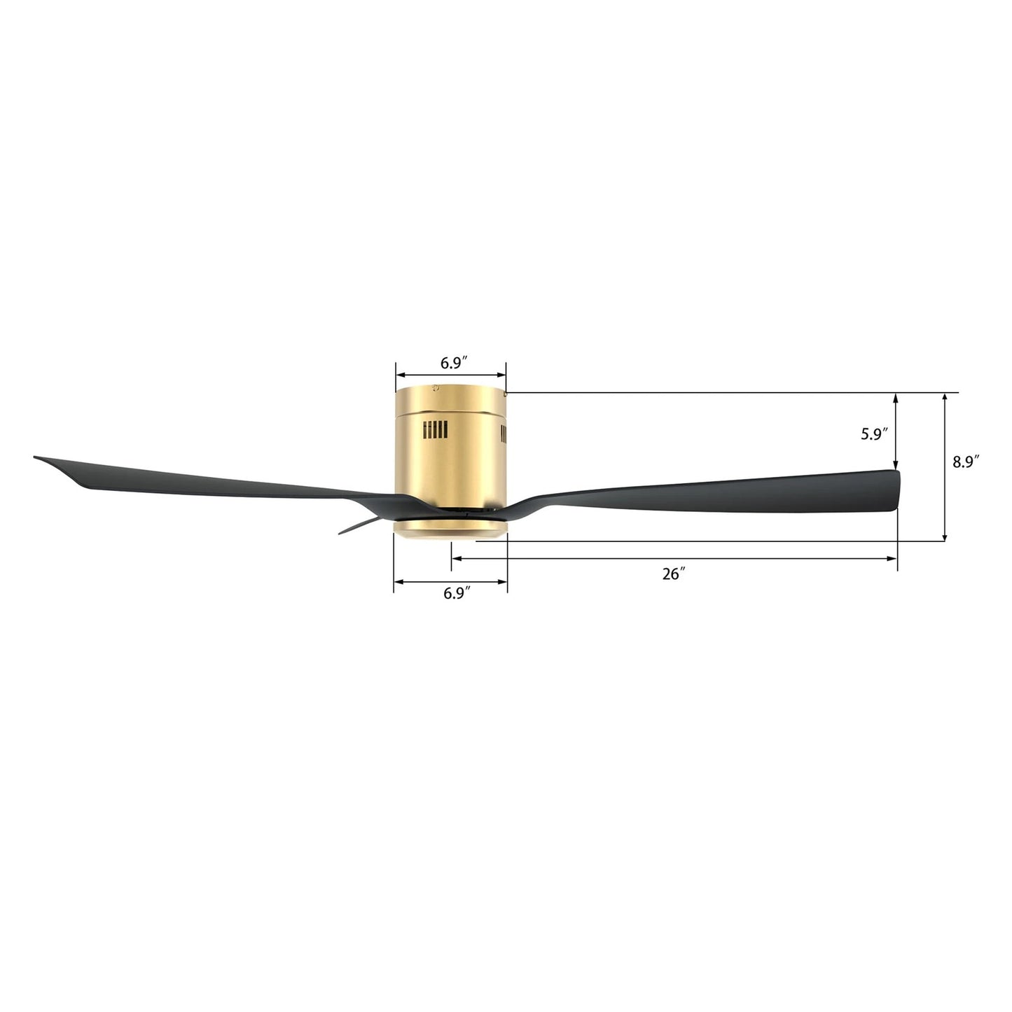 Carro Skara 52in 3-Blade Ceiling Fan | Gold Glass Fiber Reinforced Polypropylene Blades and Gold Finish | Living Room & | Model CFR523P-N10-G2-1-FM