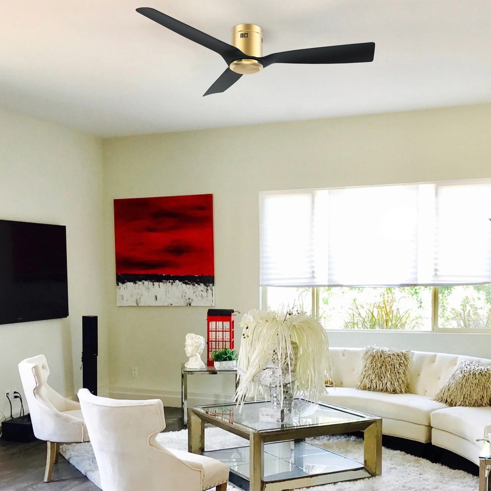 Carro Skara 52in 3-Blade Ceiling Fan | Gold Glass Fiber Reinforced Polypropylene Blades and Gold Finish | Living Room & | Model CFR523P-N10-G2-1-FM
