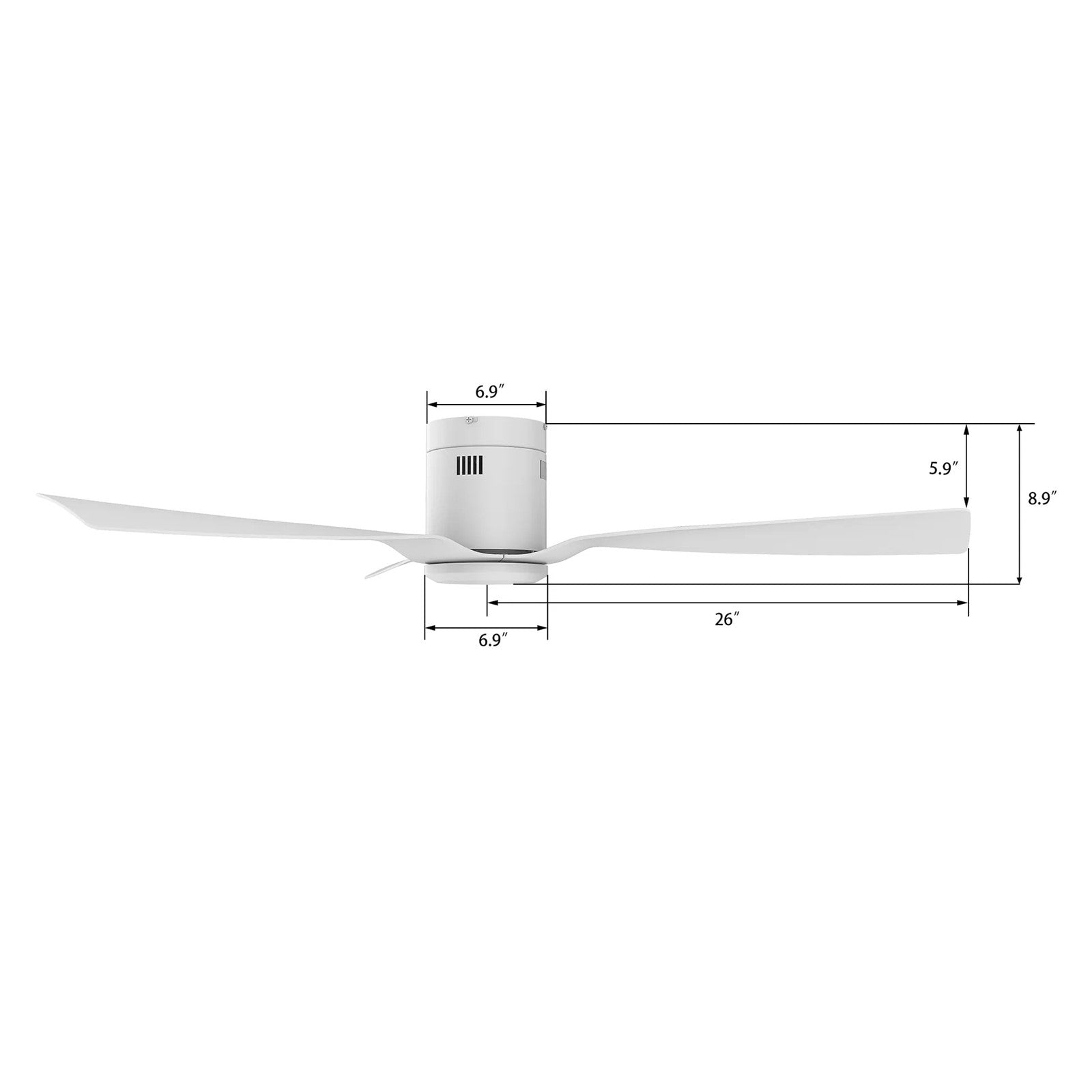 Carro Skara 52in Flush Mount Ceiling Fan | White Glass Fiber Reinforced Polypropylene Blades | Large Living Room & Bedroom | Model CFR523P-N10-W1-1-FM