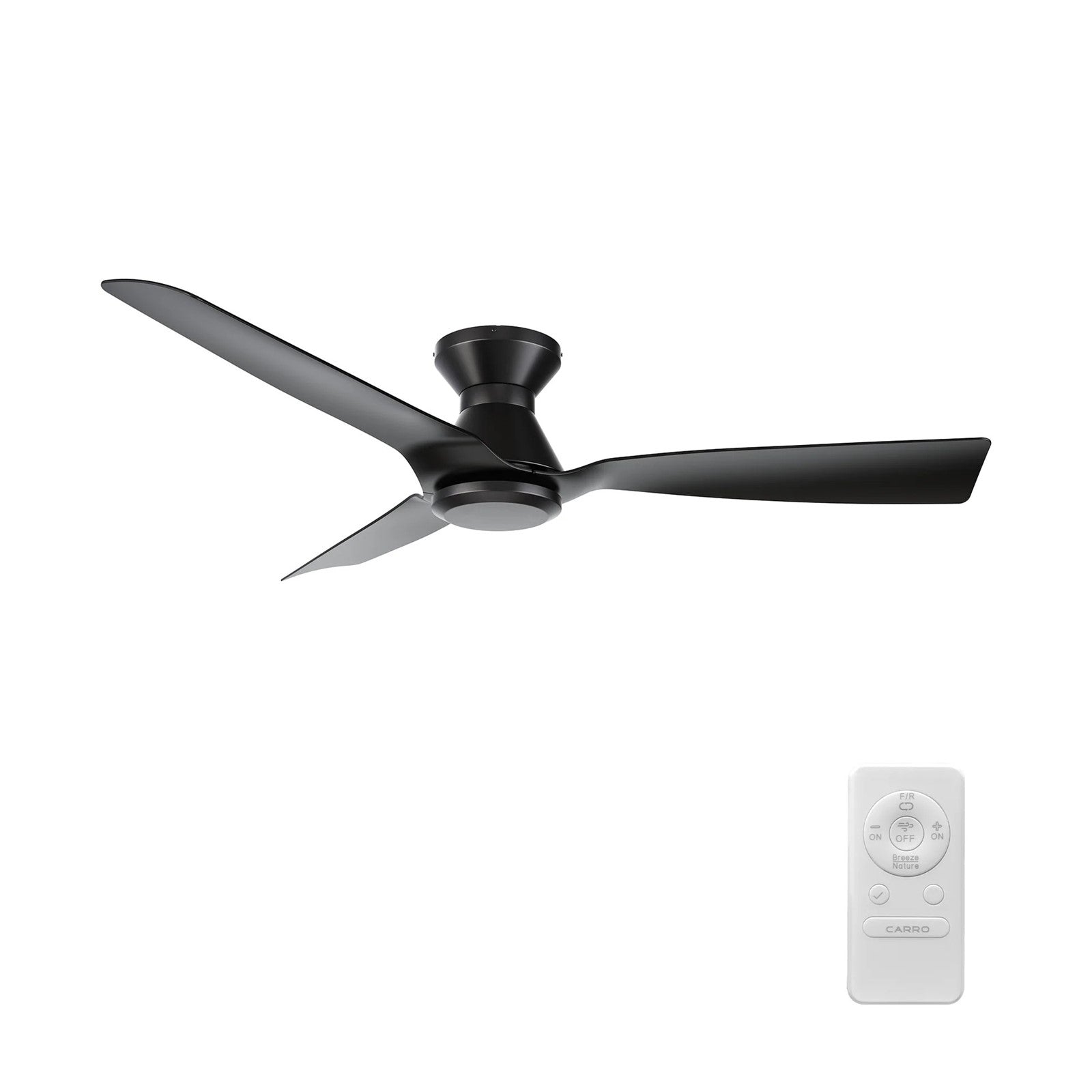 Carro Dalby 52in 3-Blade Ceiling Fan | Black Plywood Blades and Black Finish | Living Room & Bedroom | 52 x 52 x 9.5 in | Model CFR523P1-N20-B2-1-FM