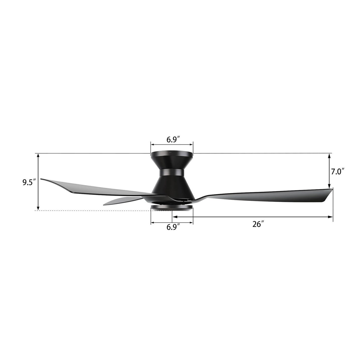 Carro Dalby 52in 3-Blade Ceiling Fan | Black Plywood Blades and Black Finish | Living Room & Bedroom | 52 x 52 x 9.5 in | Model CFR523P1-N20-B2-1-FM