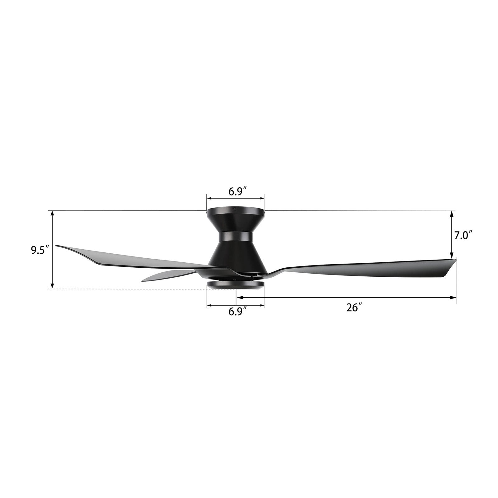 Carro Dalby 52in 3-Blade Ceiling Fan | Black Plywood Blades and Black Finish | Living Room & Bedroom | 52 x 52 x 9.5 in | Model CFR523P1-N20-B2-1-FM