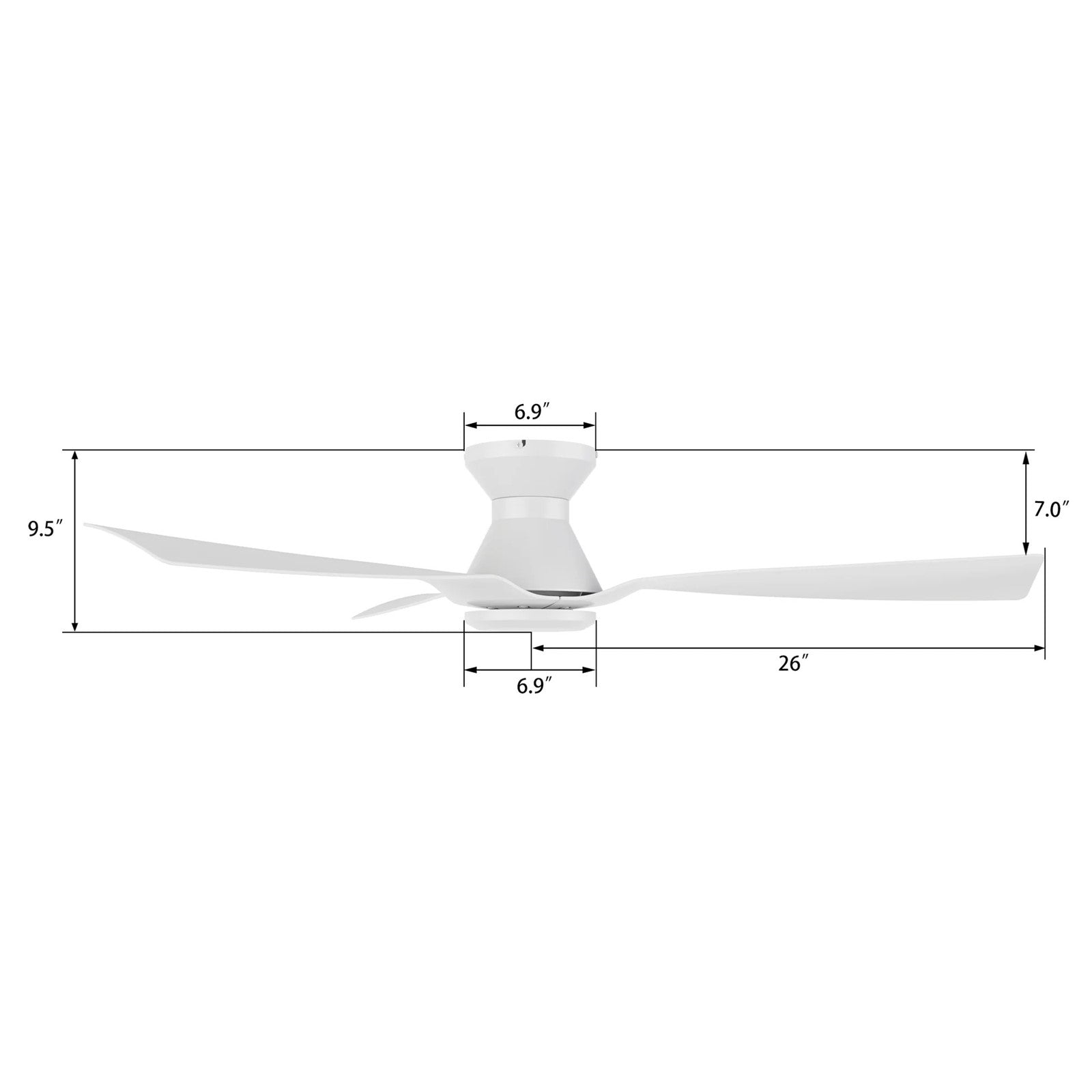 Carro Dalby 52in 3-Blade Ceiling Fan | White Plywood Blades and White Finish | Living Room & Bedroom | 52 x 52 x 9.5 in | Model CFR523P1-N20-W1-1-FM