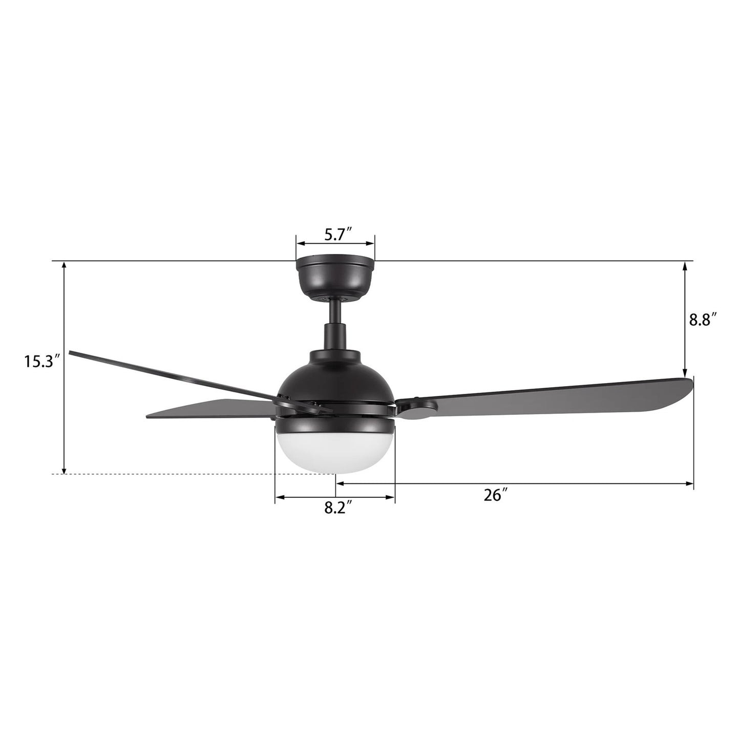 Carro Zelda 52in Ceiling Fan with Light | Black Plywood Blades and Integrated 4000K LED | Living Room & Bedroom | 52 x 52 x 15.3 | Model CFR523Q4-L11-B2-1