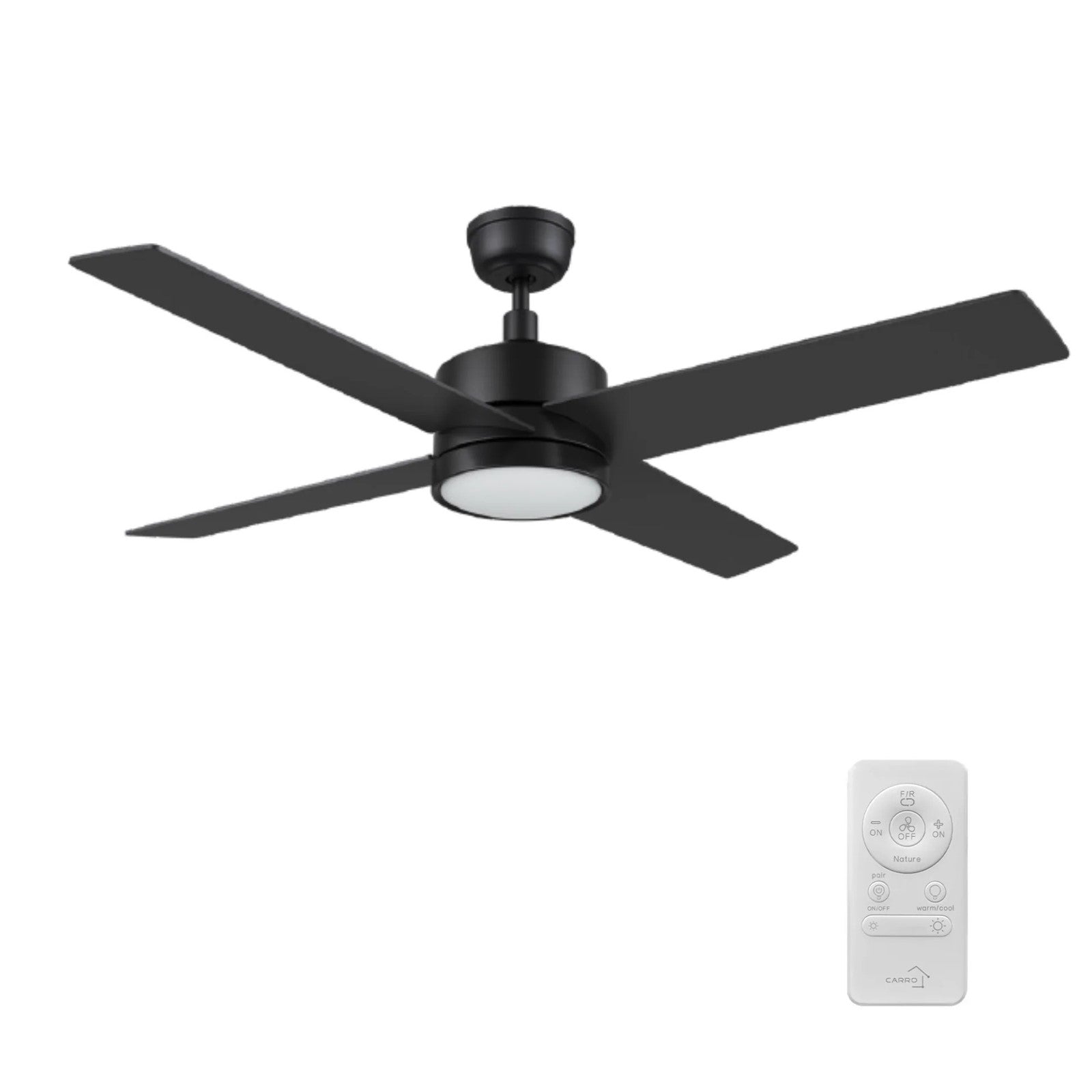 Carro Santana 52in Ceiling Fan with Light | Black Plywood Blades and Integrated 4000K LED | Living Room & Bedroom | 52 x 52 x | Model CFR524E5-L12-B2-1