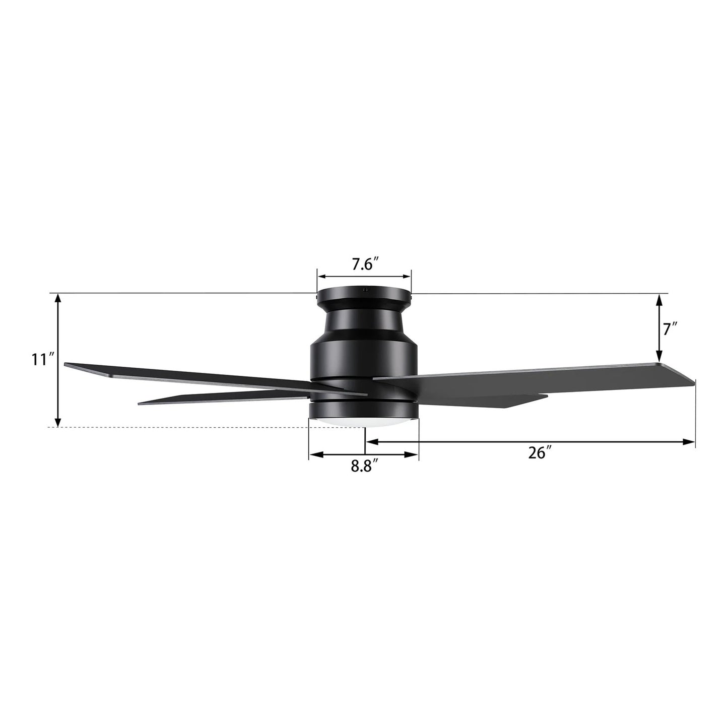 Carro Santana 52in Flush Mount Ceiling Fan with Light | Black Plywood Blades and Integrated 4000K LED | Living Room & Bedroom | Model CFR524E5-L12-B2-1-FM