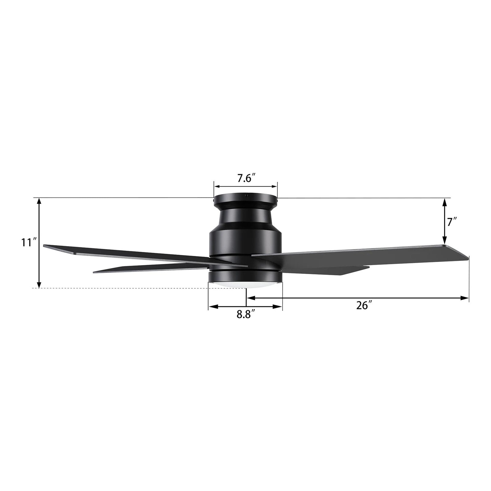 Carro Santana 52in Flush Mount Ceiling Fan with Light | Black Plywood Blades and Integrated 4000K LED | Living Room & Bedroom | Model CFR524E5-L12-B2-1-FM