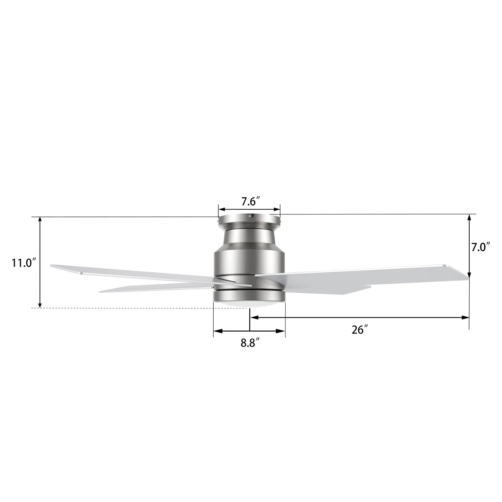 Carro Santana 52in Flush Mount Ceiling Fan | Brushed Nickel Plywood Blades | Low Ceilings & Bedrooms | 52 x 52 x 11 in | Model CFR524E5-L12-SJ-1-FM