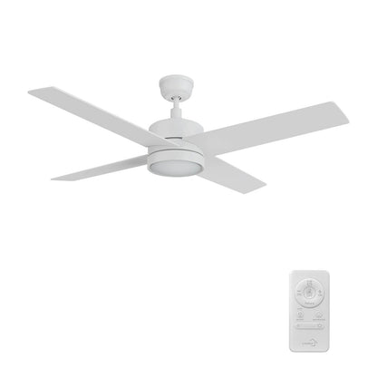 Carro Santana 52in 4-Blade Ceiling Fan | White Plywood Blades | Living Room & Bedroom | 52 x 52 x 15.1 in | Model CFR524E5-L12-W1-1