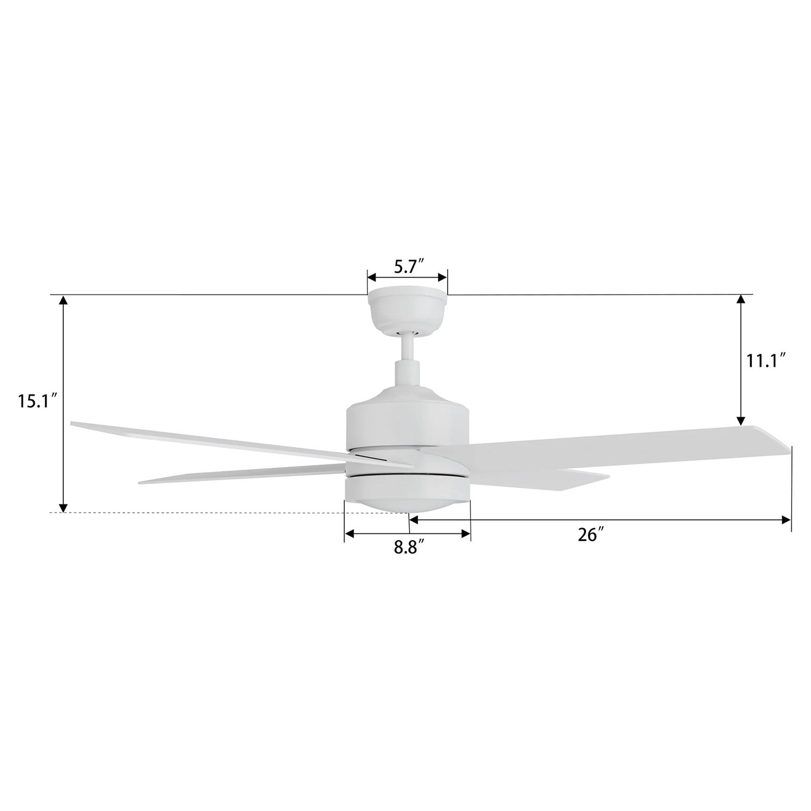 Carro Santana 52in 4-Blade Ceiling Fan | White Plywood Blades | Living Room & Bedroom | 52 x 52 x 15.1 in | Model CFR524E5-L12-W1-1