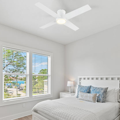 Carro Santana 52in Flush Mount Ceiling Fan | White Plywood Blades | Low Ceilings & Bedrooms | 52 x 52 x 11 in | Model CFR524E5-L12-W1-1-FM
