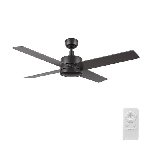 Carro Santana 52in 4-Blade Ceiling Fan | Modern Black Plywood Blades | Living Room & Bedroom | 52 x 52 x 15.1 in | Model CFR524E5-N10-B2-1