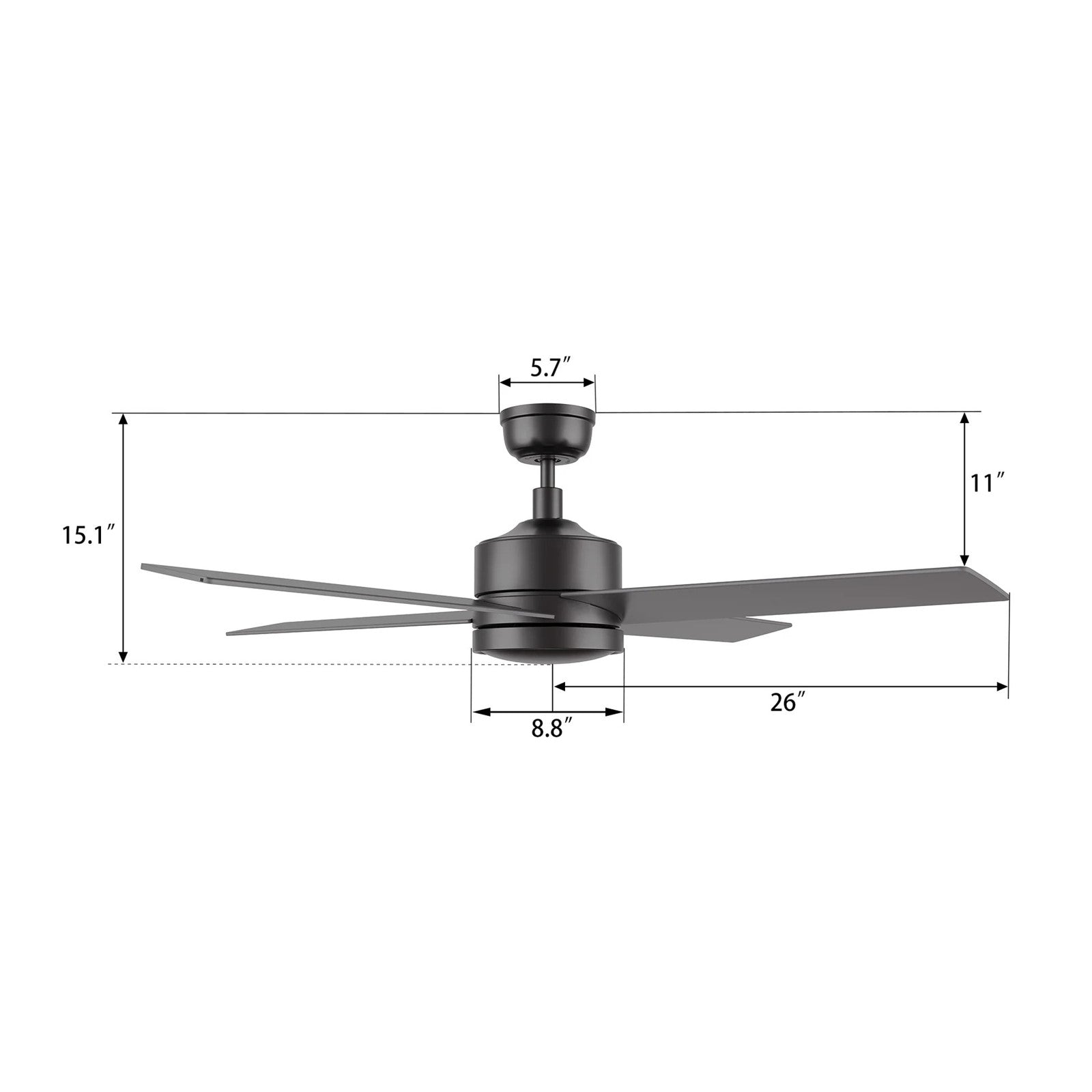 Carro Santana 52in 4-Blade Ceiling Fan | Modern Black Plywood Blades | Living Room & Bedroom | 52 x 52 x 15.1 in | Model CFR524E5-N10-B2-1