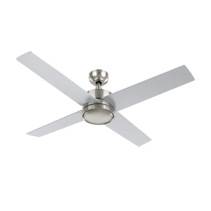 Carro Santana 52in 4-Blade Ceiling Fan | Modern Brushed Nickel Plywood Blades | Living Room & Bedroom | 52 x 52 x 15.1 in | Model CFR524E5-N10-SJ-1