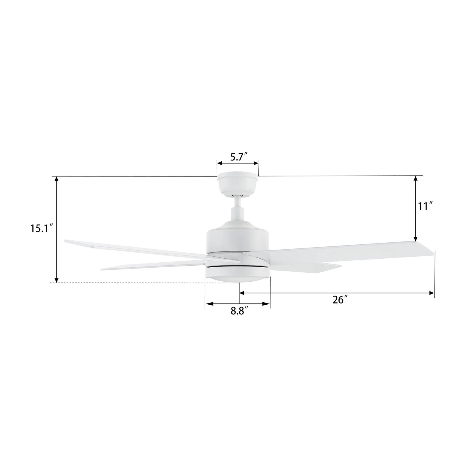 Carro Santana 52in 4-Blade Ceiling Fan | White Plywood Blades and White Finish | Living Room & Bedroom | 52 x 52 x 15.1 in | Model CFR524E5-N10-W1-1