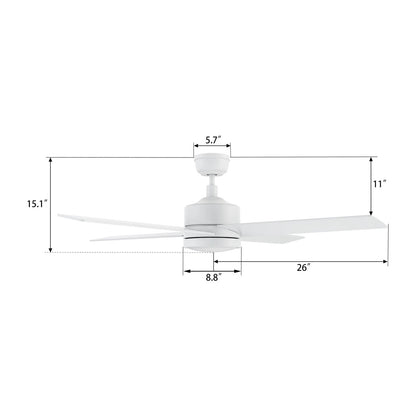 Carro Santana 52in 4-Blade Ceiling Fan | White Plywood Blades and White Finish | Living Room & Bedroom | 52 x 52 x 15.1 in | Model CFR524E5-N10-W1-1