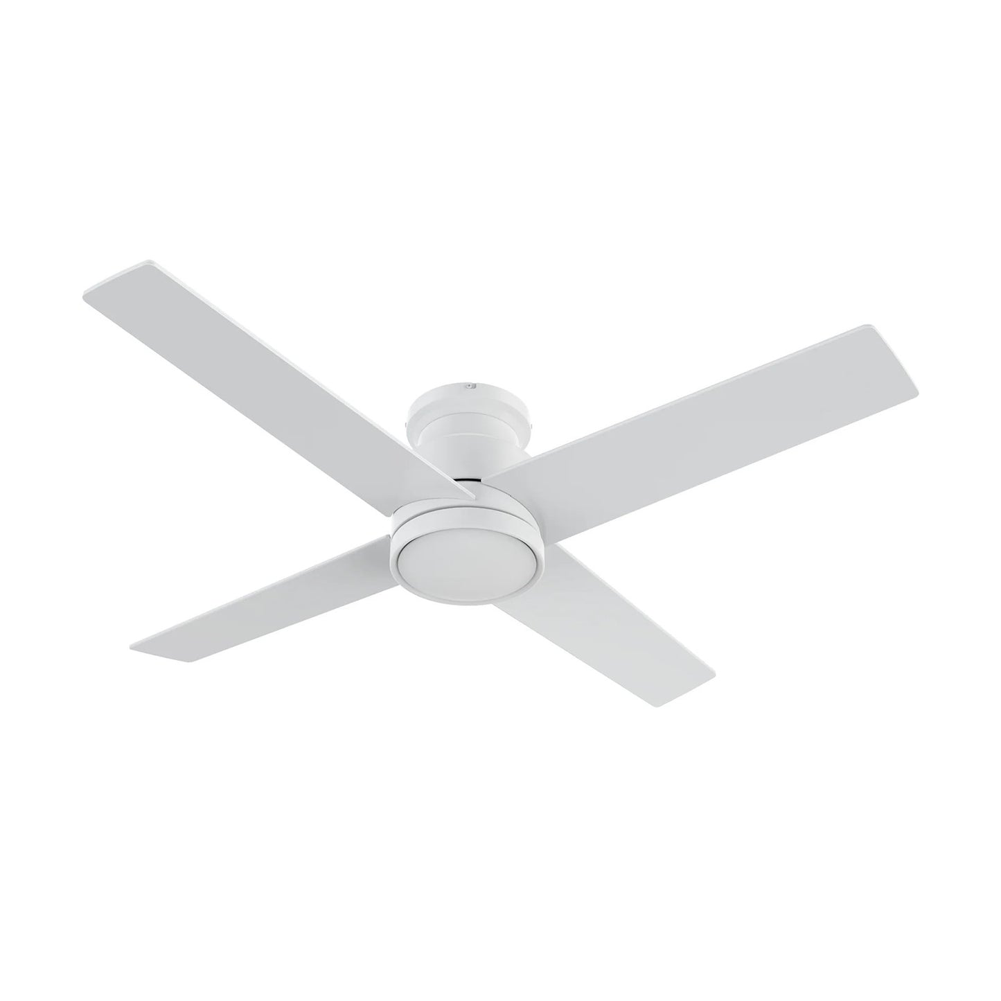 Carro Santana 52in 4-Blade Flush Mount Ceiling Fan | White Plywood Blades and White Finish | Low Ceilings & Bedrooms | 52 x | Model CFR524E5-N10-W1-1-FM