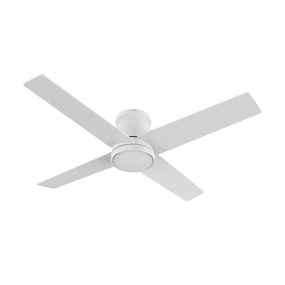 Carro Santana 52in 4-Blade Flush Mount Ceiling Fan | White Plywood Blades and White Finish | Low Ceilings & Bedrooms | 52 x | Model CFR524E5-N10-W1-1-FM
