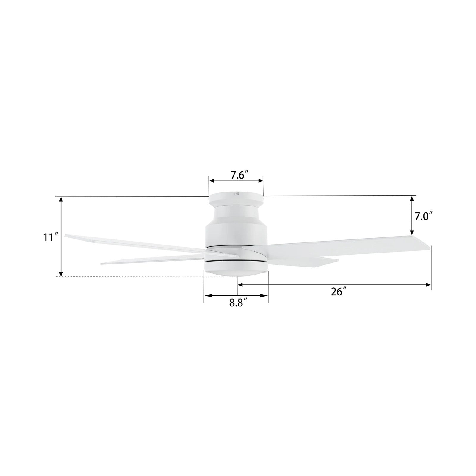 Carro Santana 52in 4-Blade Flush Mount Ceiling Fan | White Plywood Blades and White Finish | Low Ceilings & Bedrooms | 52 x | Model CFR524E5-N10-W1-1-FM
