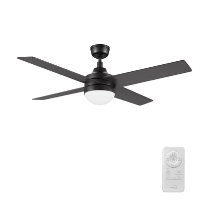 Carro Kimball 52in 4-Blade Ceiling Fan | Black Finish and Plywood Blades with Integrated LED Light | Living Room & Bedroom | 52 | Model CFR524E6-L12-B2-1