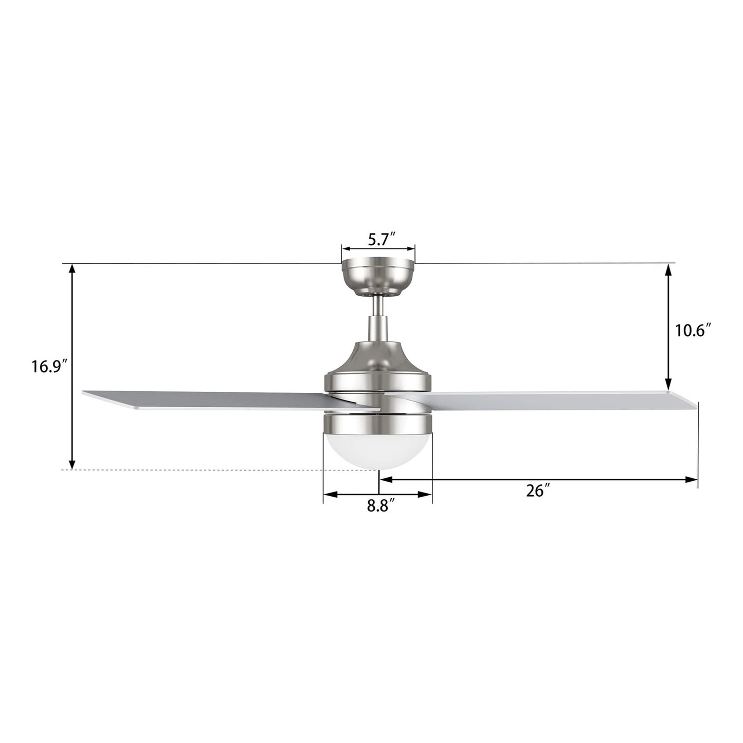 Carro Kimball 52in 4-Blade Ceiling Fan | Brushed Nickel Finish and Plywood Blades with Integrated LED Light | Living Room & | Model CFR524E6-L12-SJ-1