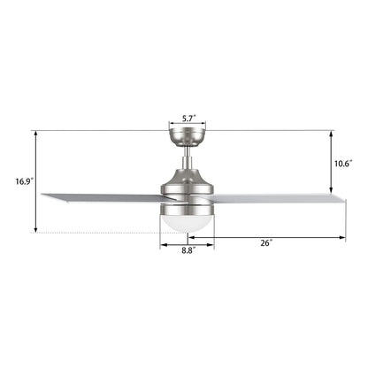 Carro Kimball 52in 4-Blade Ceiling Fan | Brushed Nickel Finish and Plywood Blades with Integrated LED Light | Living Room & | Model CFR524E6-L12-SJ-1