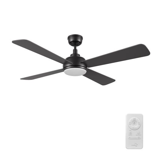 Carro Tryton 52in 4-Blade Ceiling Fan | Black Plywood Blades and Black Finish | Living Room & Bedroom | 52 x 52 x 14 in, 4000K | Model CFR524Q9-L11-B2-1