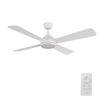Carro Tryton 52in 4-Blade Ceiling Fan | White Plywood Blades and White Finish | Living Room & Bedroom | 52 x 52 x 14 in, 4000K | Model CFR524Q9-L11-W1-1