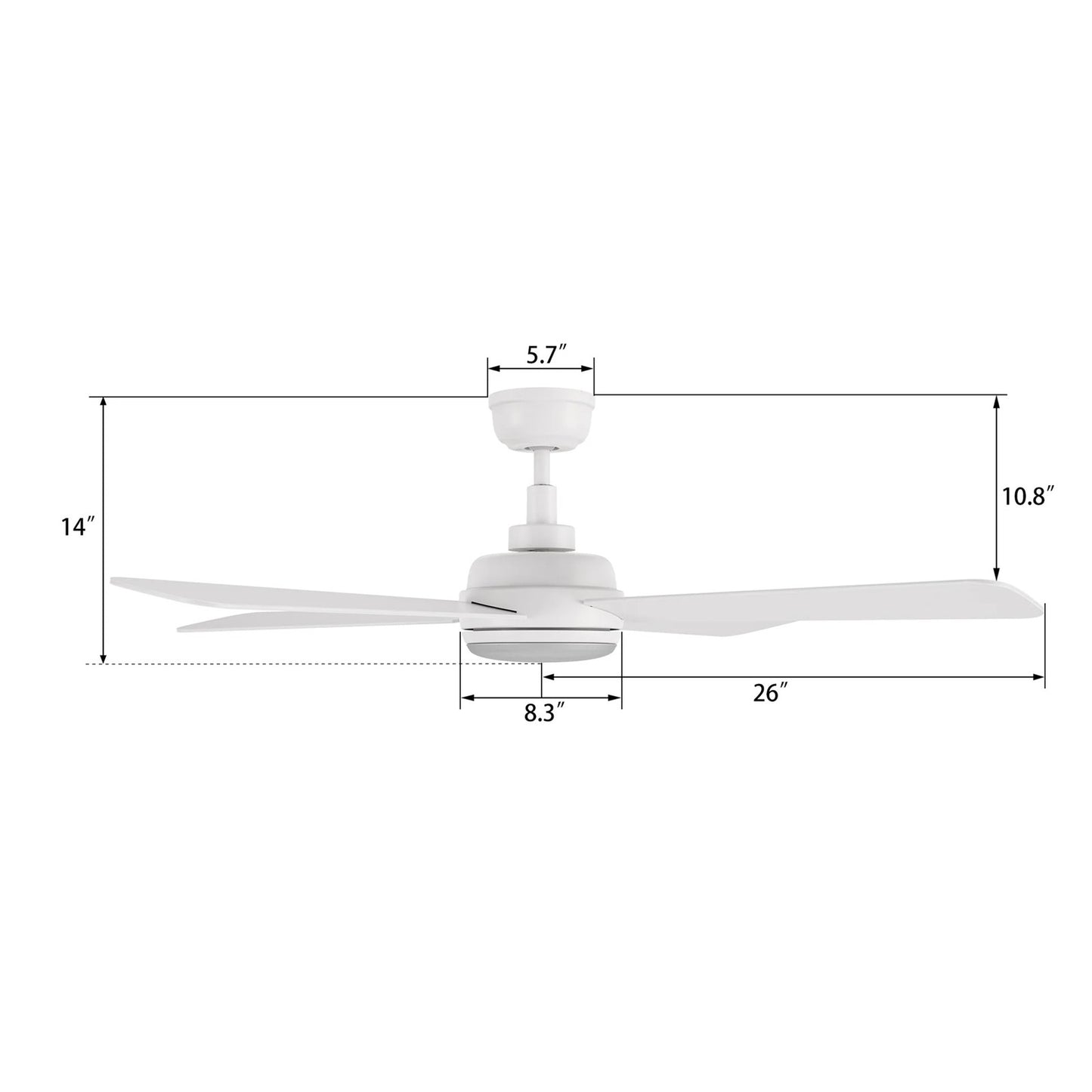 Carro Tryton 52in 4-Blade Ceiling Fan | White Plywood Blades and White Finish | Living Room & Bedroom | 52 x 52 x 14 in, 4000K | Model CFR524Q9-L11-W1-1