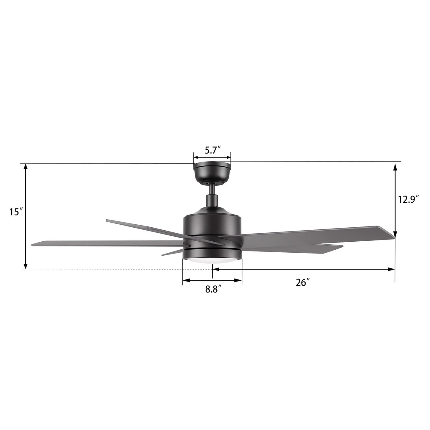 Carro Santana 52in 5-Blade Ceiling Fan | Black Plywood Blades and Black Finish | Living Room & Bedroom | 52 x 52 x 15 in, 4000K | Model CFR525E5-L11-B2-1