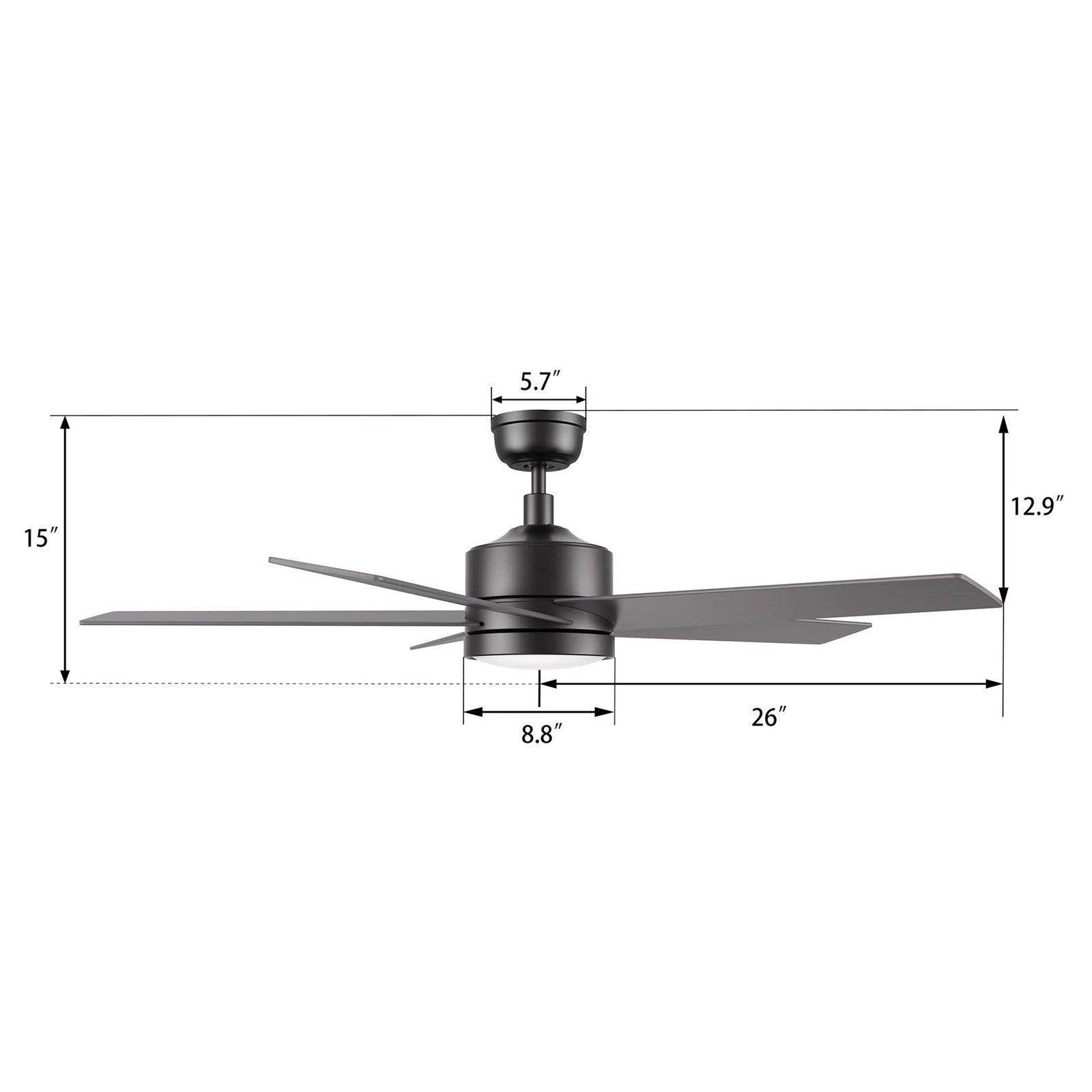 Carro Santana 52in 5-Blade Ceiling Fan | Black Plywood Blades and Black Finish | Living Room & Bedroom | 52 x 52 x 15 in, 4000K | Model CFR525E5-L11-B2-1