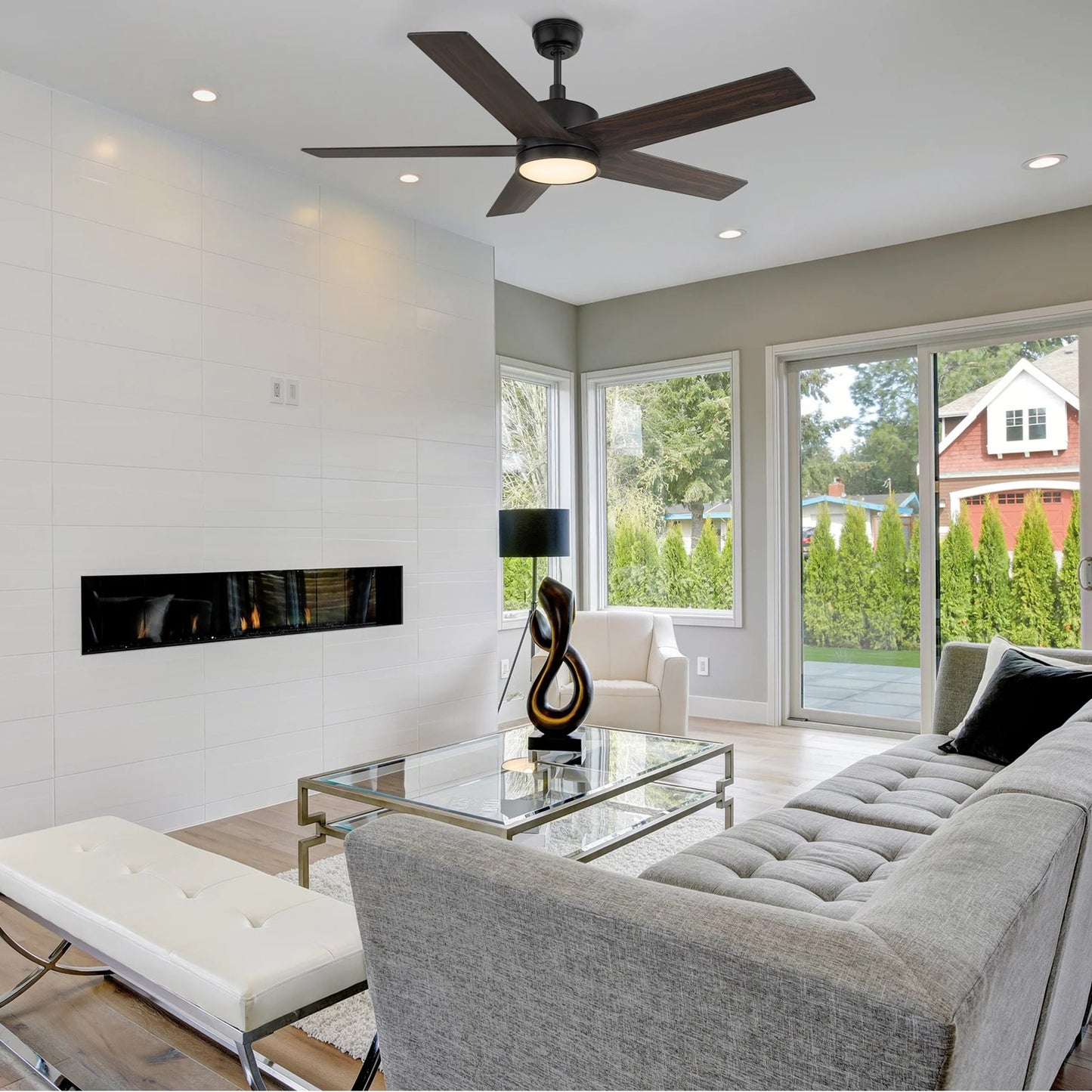 Carro Santana 52in 5-Blade Ceiling Fan | Black Plywood Blades and Black Finish | Living Room & Bedroom | 52 x 52 x 15 in, 4000K | Model CFR525E5-L11-B2-1