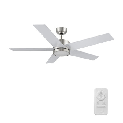 Carro Santana 52in Ceiling Fan | Brushed Nickel Plywood Blades and Integrated LED | Living Room & Bedroom | 52 x 52 x 15 in | Model CFR525E5-L11-SJ-1