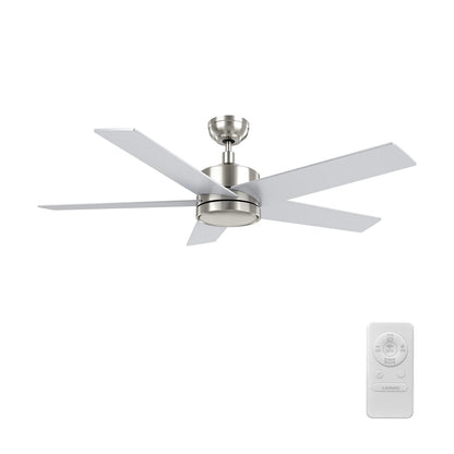Carro Santana 52in 5-Blade Ceiling Fan | Brushed Nickel Plywood Blades and Remote Control | Living Room & Bedroom | 52 x 52 x 15 | Model CFR525E5-N10-SJ-1