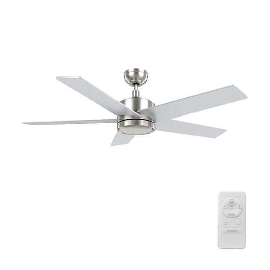 Carro Santana 52in 5-Blade Ceiling Fan | Brushed Nickel Plywood Blades and Remote Control | Living Room & Bedroom | 52 x 52 x 15 | Model CFR525E5-N10-SJ-1