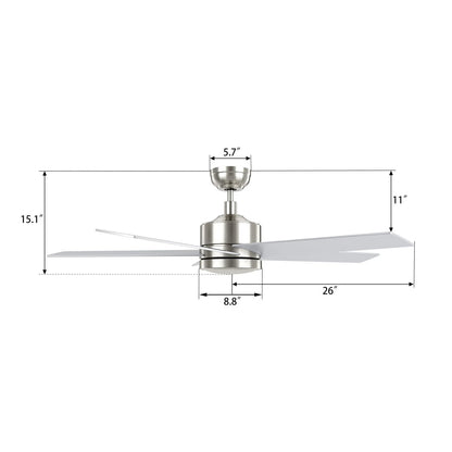 Carro Santana 52in 5-Blade Ceiling Fan | Brushed Nickel Plywood Blades and Remote Control | Living Room & Bedroom | 52 x 52 x 15 | Model CFR525E5-N10-SJ-1