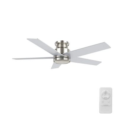 Carro Santana 52in 5-Blade Flush Mount Ceiling Fan | Modern Brushed Nickel and Plywood | Living Room & Bedroom | 52 x 52 x 11 | Model CFR525E5-N10-SJ-1-FM