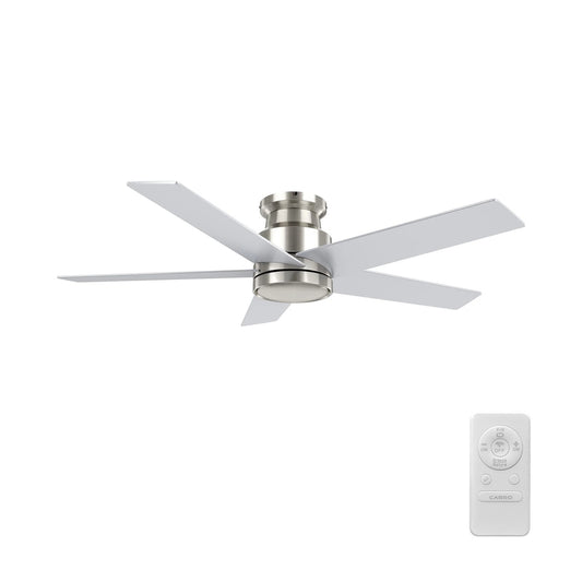 Carro Santana 52in 5-Blade Flush Mount Ceiling Fan | Modern Brushed Nickel and Plywood | Living Room & Bedroom | 52 x 52 x 11 | Model CFR525E5-N10-SJ-1-FM