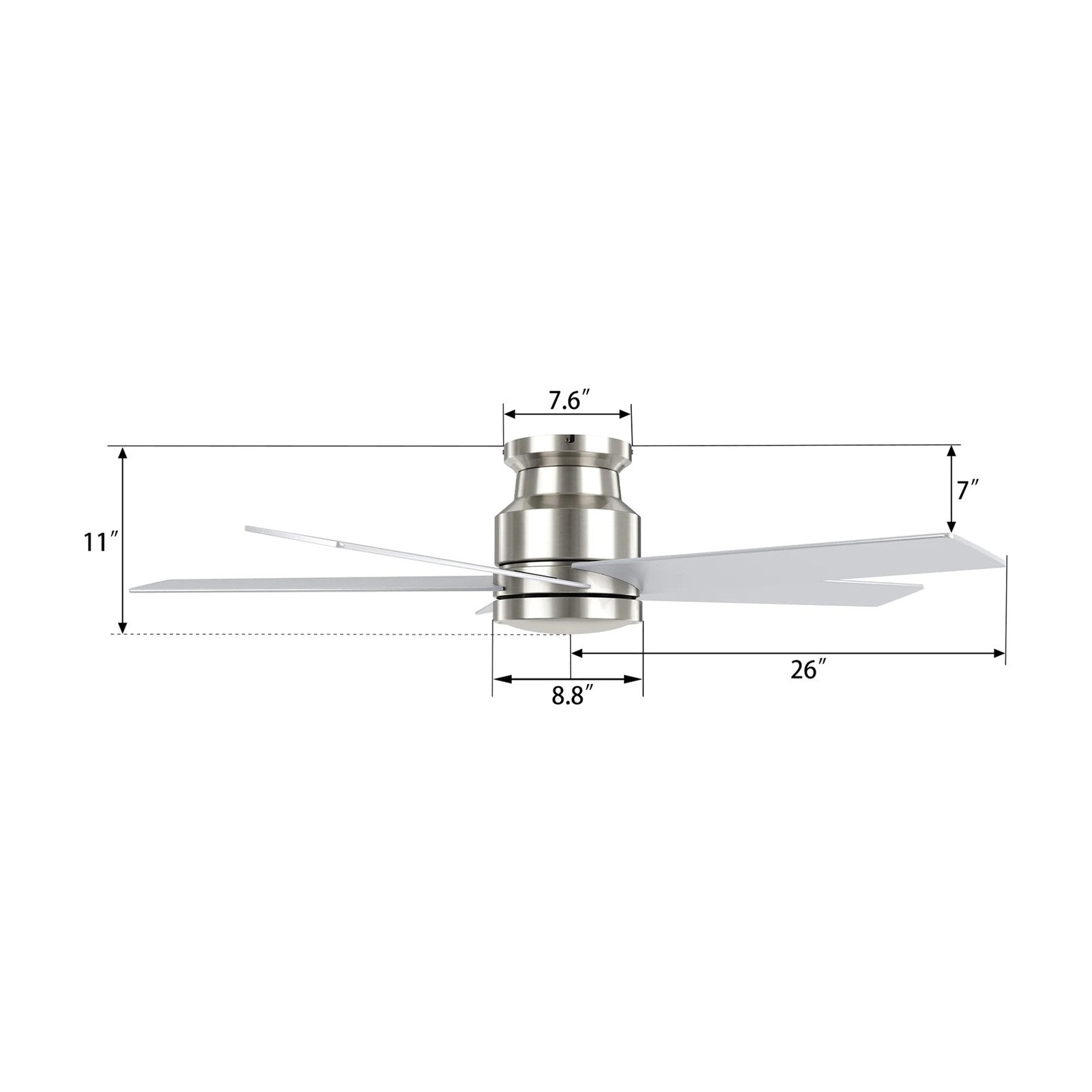 Carro Santana 52in 5-Blade Flush Mount Ceiling Fan | Modern Brushed Nickel and Plywood | Living Room & Bedroom | 52 x 52 x 11 | Model CFR525E5-N10-SJ-1-FM