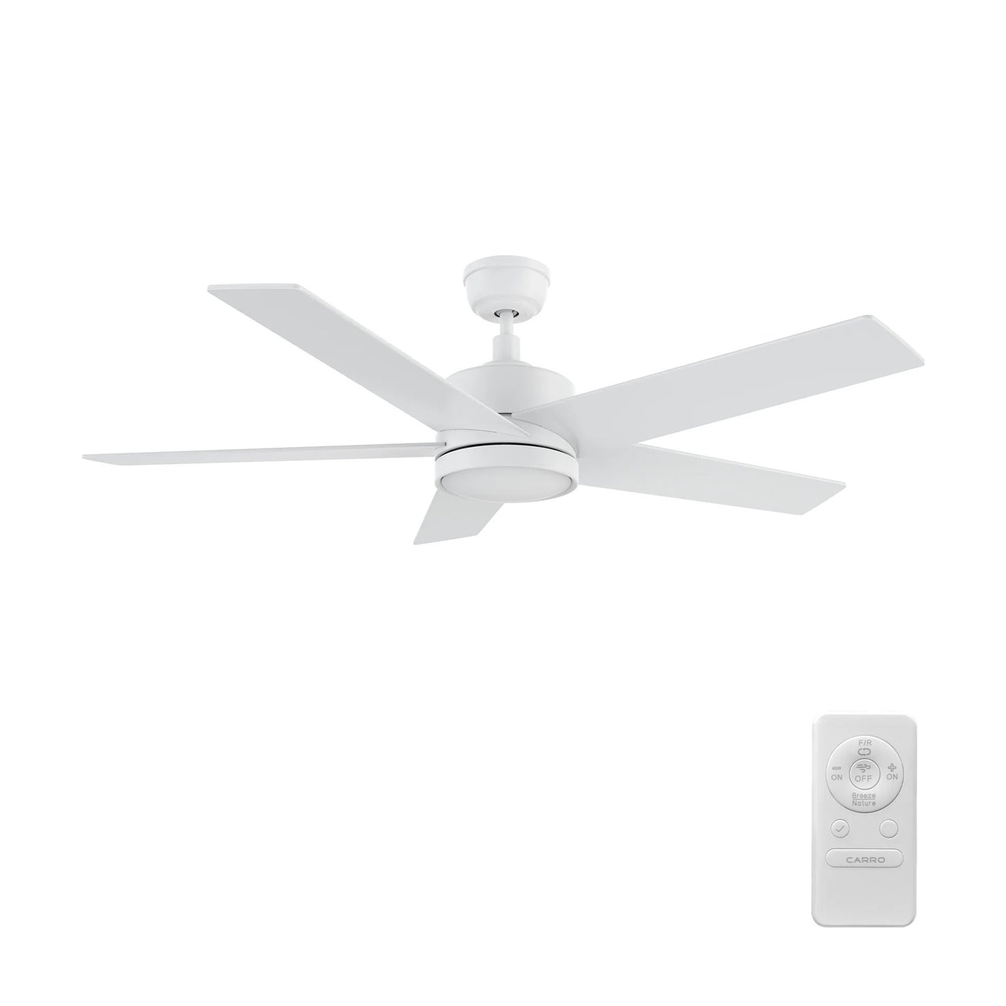 Carro Santana 52in 5-Blade Ceiling Fan | Modern White and Plywood | Living Room & Bedroom | 52 x 52 x 15 in | Model CFR525E5-N10-W1-1