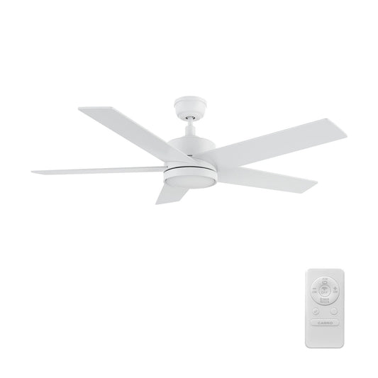 Carro Santana 52in 5-Blade Ceiling Fan | Modern White and Plywood | Living Room & Bedroom | 52 x 52 x 15 in | Model CFR525E5-N10-W1-1