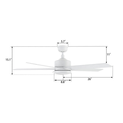 Carro Santana 52in 5-Blade Ceiling Fan | Modern White and Plywood | Living Room & Bedroom | 52 x 52 x 15 in | Model CFR525E5-N10-W1-1