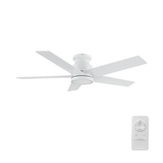 Carro Santana 52in 5-Blade Flush Mount Ceiling Fan | Modern White and Plywood | Living Room & Bedroom | 52 x 52 x 11 in | Model CFR525E5-N10-W1-1-FM