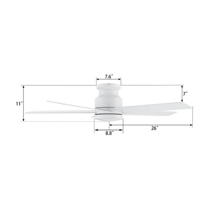 Carro Santana 52in 5-Blade Flush Mount Ceiling Fan | Modern White and Plywood | Living Room & Bedroom | 52 x 52 x 11 in | Model CFR525E5-N10-W1-1-FM